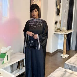 Robe Abaya satinée Nafissa noire