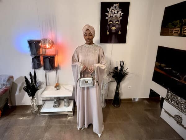 Abaya satinée Nafissa rose cuivre