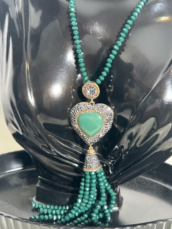 Ensemble collier de luxe cristal de luxe vert – Image 2