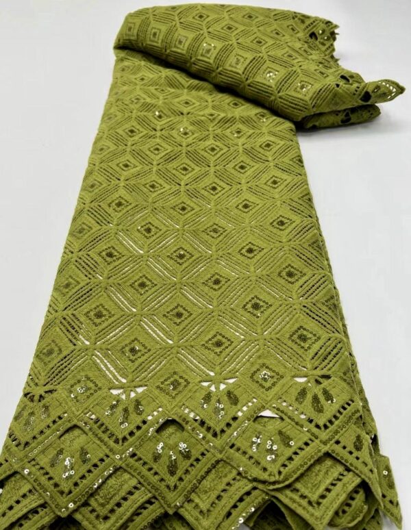 Original tissus Guipure pur coton vert pistache 5 yards