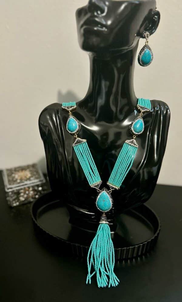 Ensemble collier de luxe cristal Turquoise