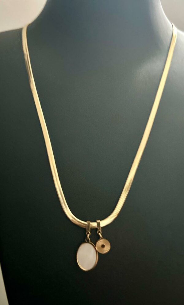 Collier double médaillon nacré or-stainless-steel