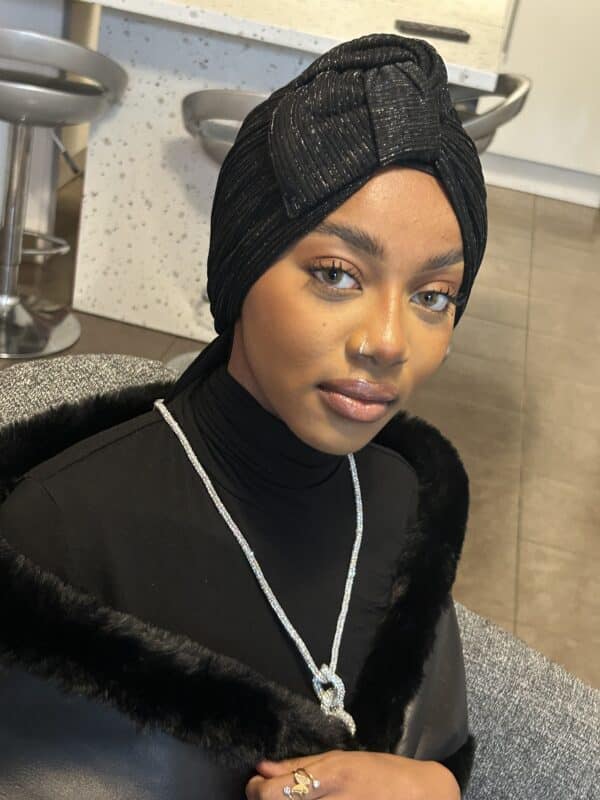 Turban Amina noir- luxe & confort absolu – Image 3