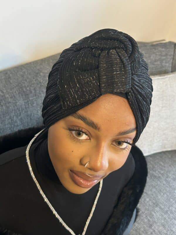 Turban Amina noir- luxe & confort absolu – Image 2