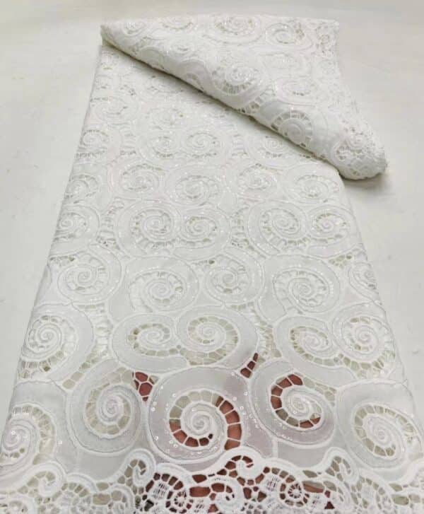 Original tissus en Guipure pur coton blanc 5 yards