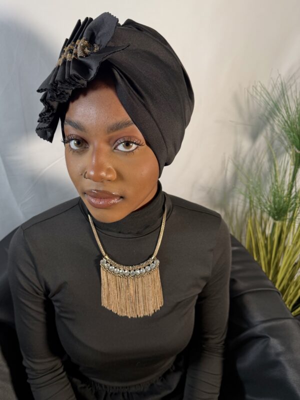 Turban prestige Aicha noir or – Image 3