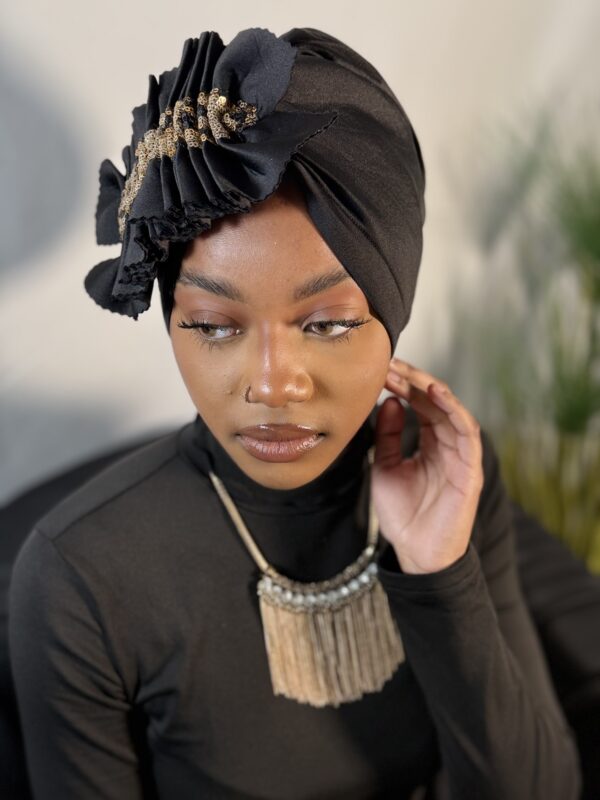Turban prestige Aicha noir or – Image 4
