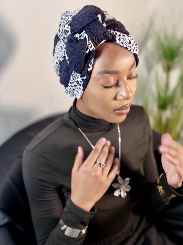 Turban bicolore Astou - noir crème – Image 3
