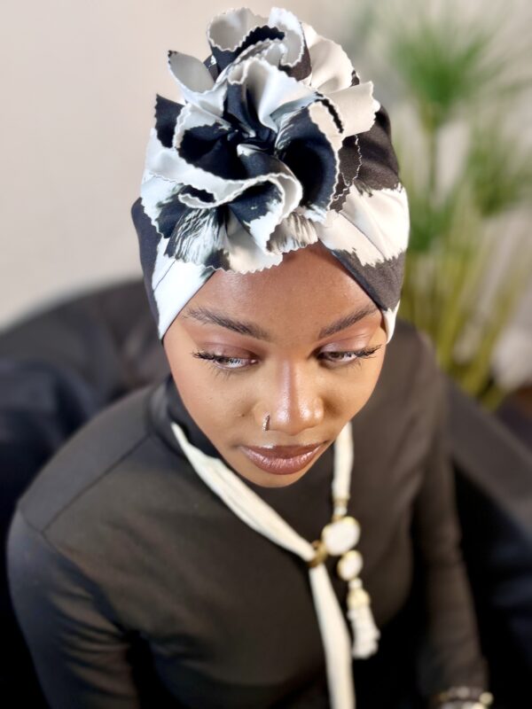 Turban prestige Maïna noir & blanc
