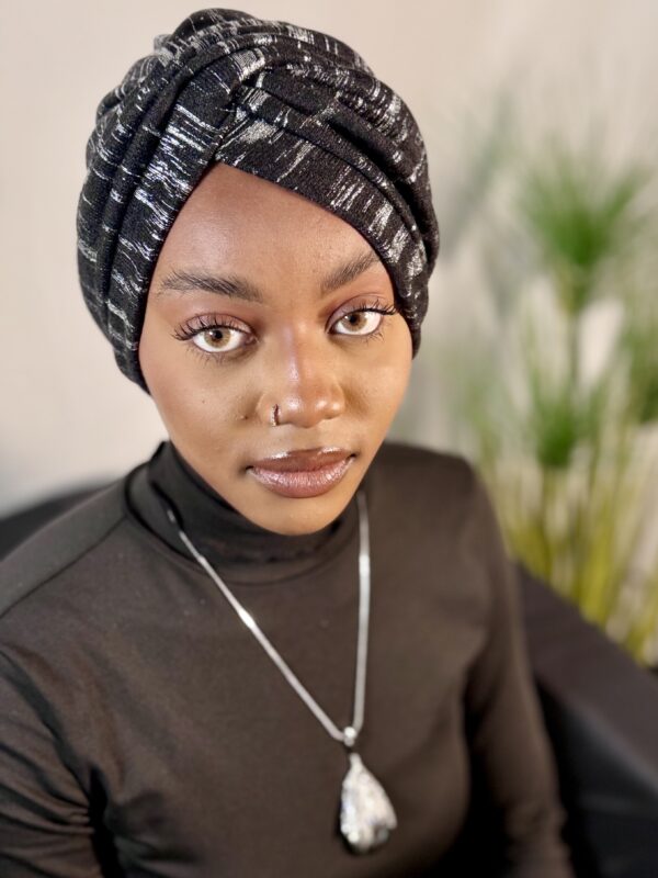 Turban prestige Fatima noir argent