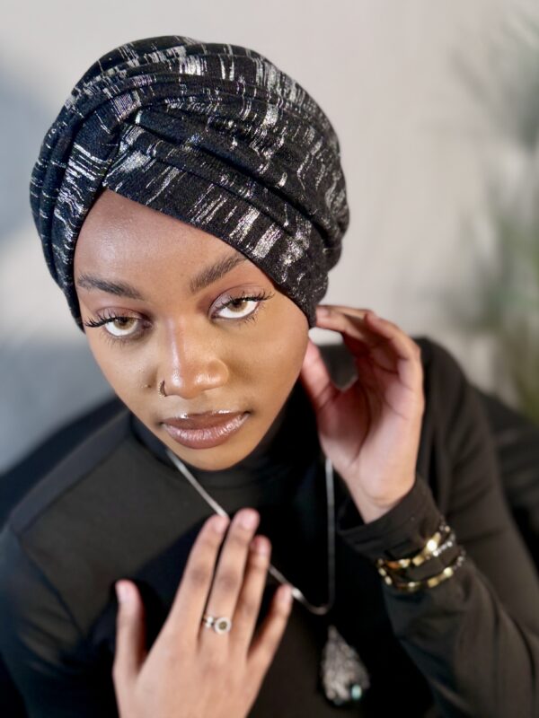 Turban prestige Fatima noir argent – Image 4