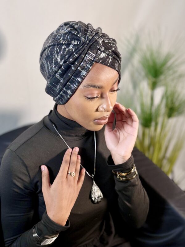 Turban prestige Fatima noir argent – Image 3