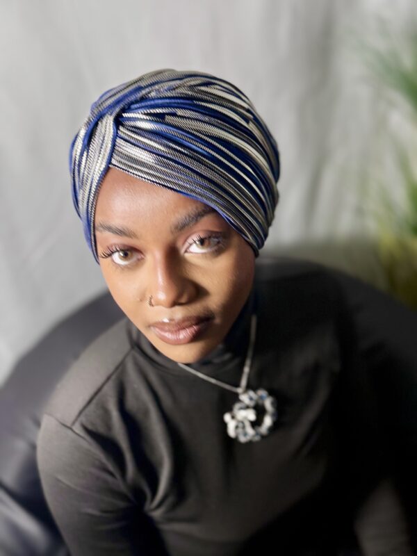 Turban prestige Viviane bleu or – Image 2