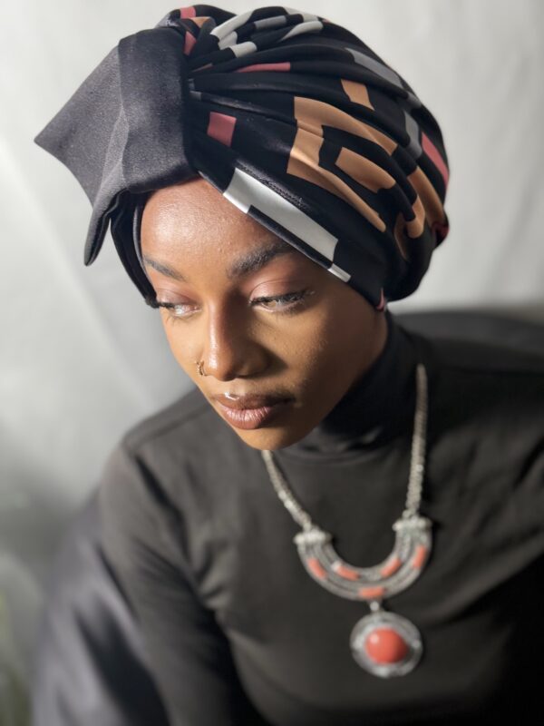 Turban prestige Rama noir imprimé – Image 3