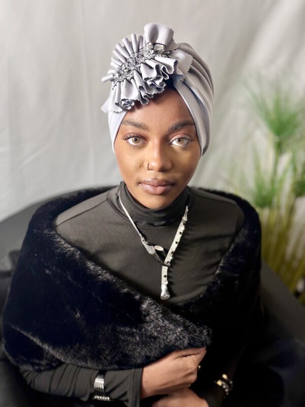 Turban prestige Aicha gris cendre