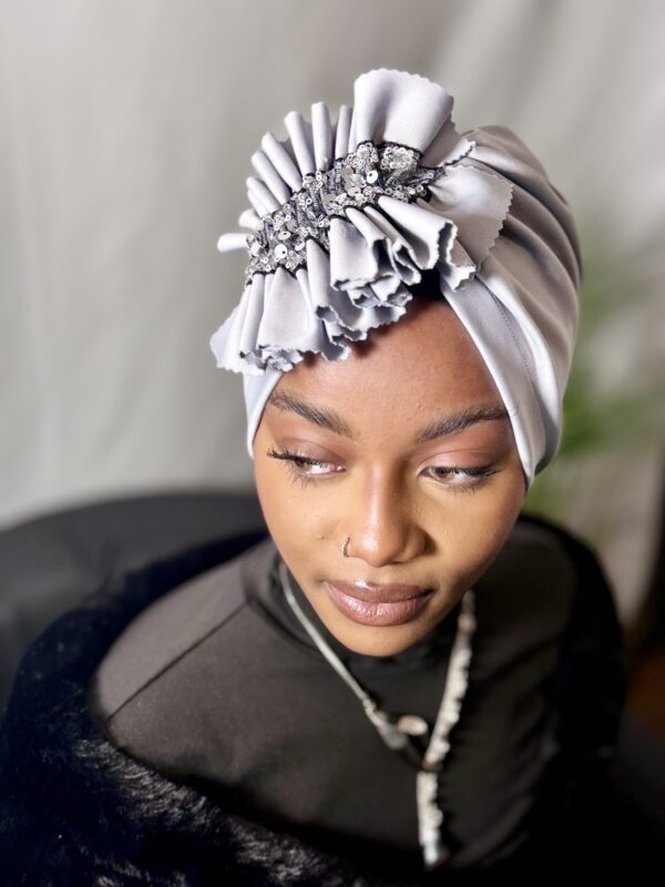 Turban prestige Aicha gris cendre – Image 3