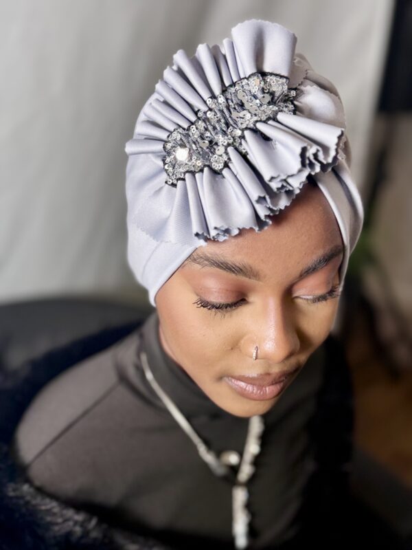 Turban prestige Aicha gris cendre – Image 2
