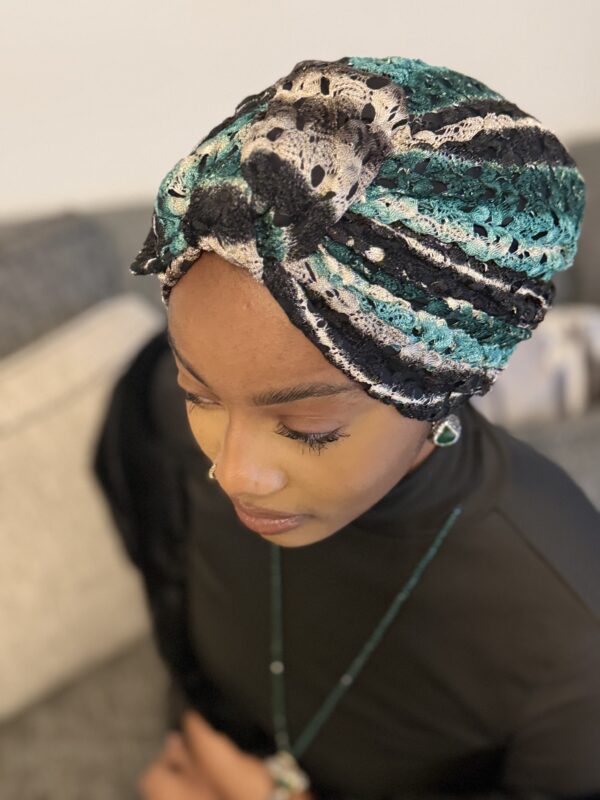 Turban Oumi en maille vert noir