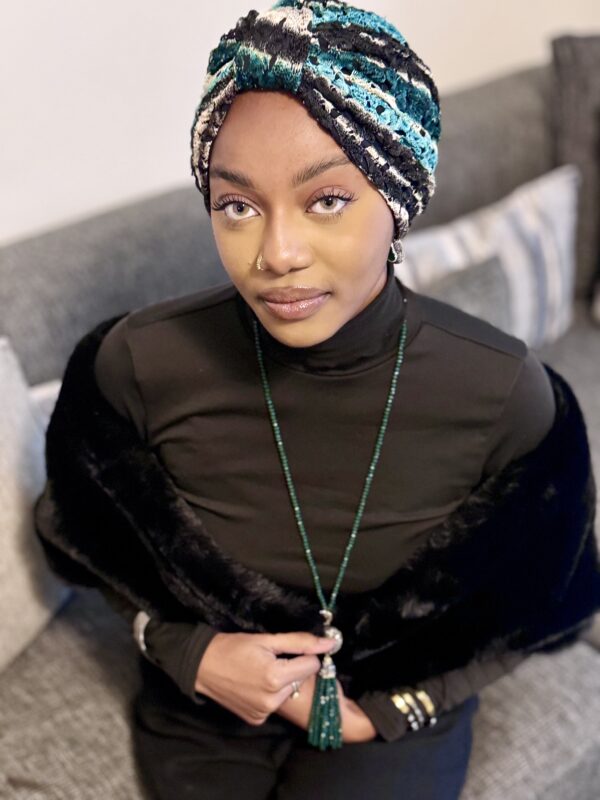 Turban Anissa maille vert noir