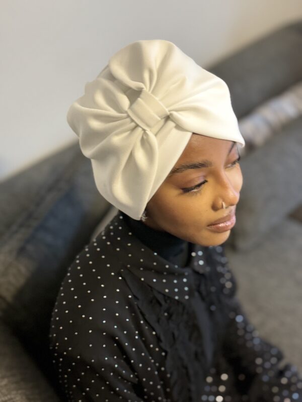 Turban prestige Nour blanc cassé