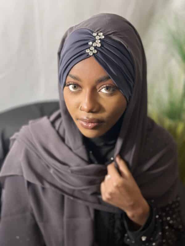 Hijab Voile Anissa gris bleuté à nouer