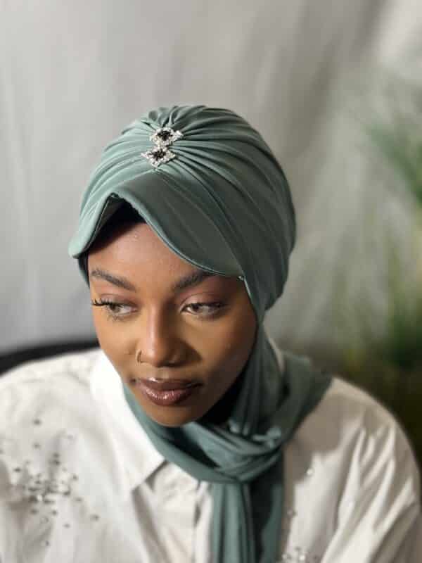 Casquette-Hijab Léna vert d'eau