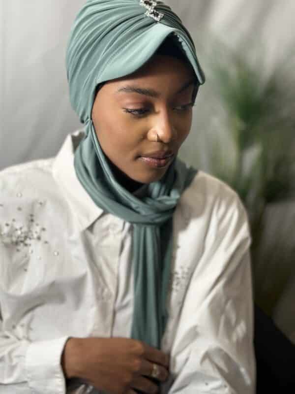 Casquette-Hijab Léna vert d'eau – Image 2