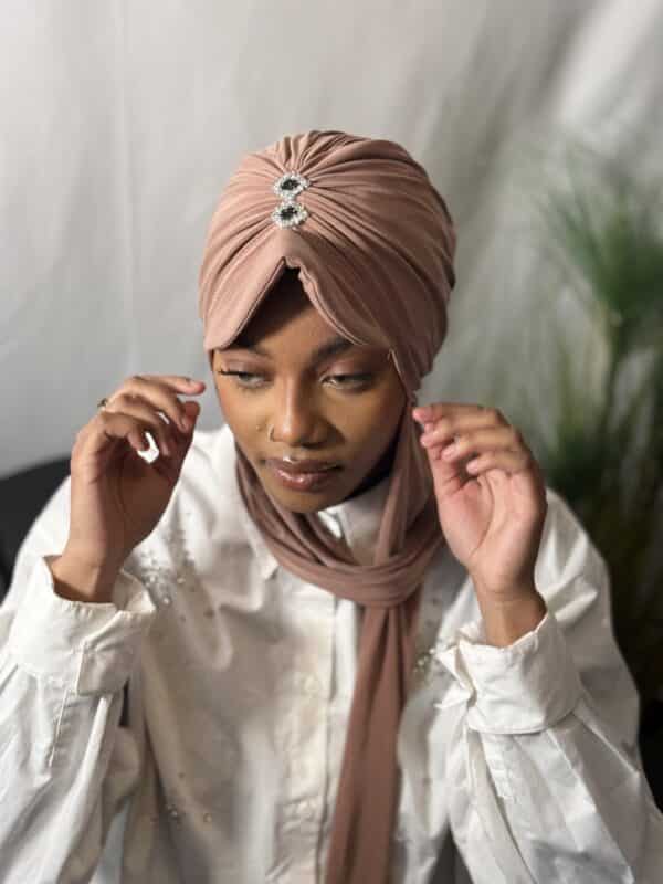 Casquette-hijab Léna abricot