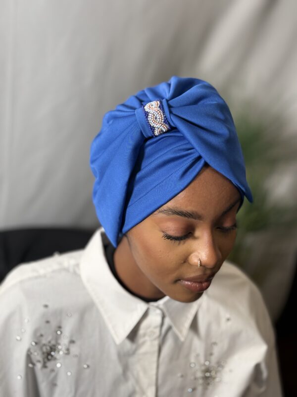 Turban prestige Nour bleu roi – Image 3