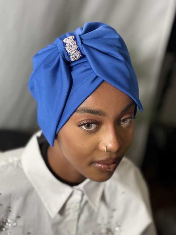 Turban prestige Nour bleu roi
