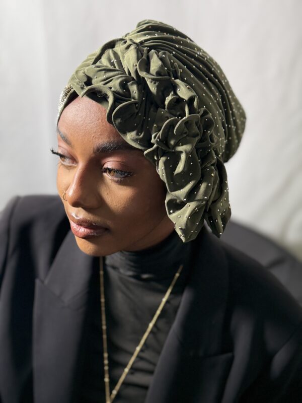 Turban Binta vert olive full strass