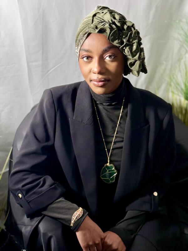 Turban Binta vert olive full strass – Image 2