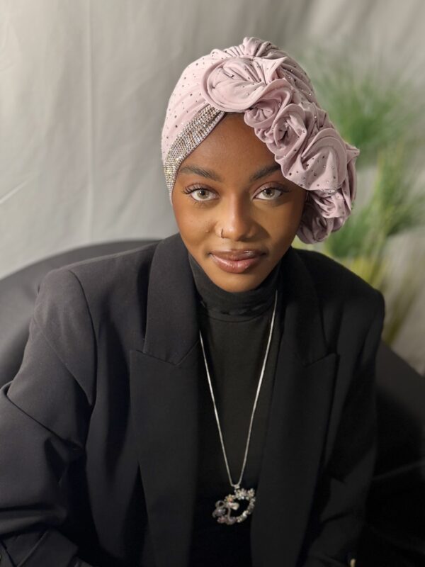 Turban Binta rose bonbon full strass