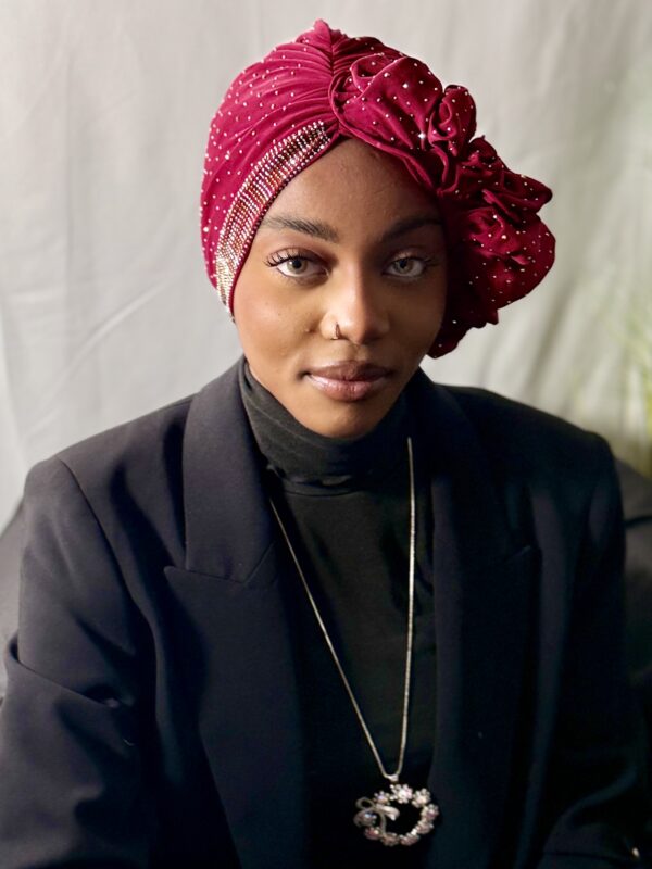 Turban Binta rouge profond full strass