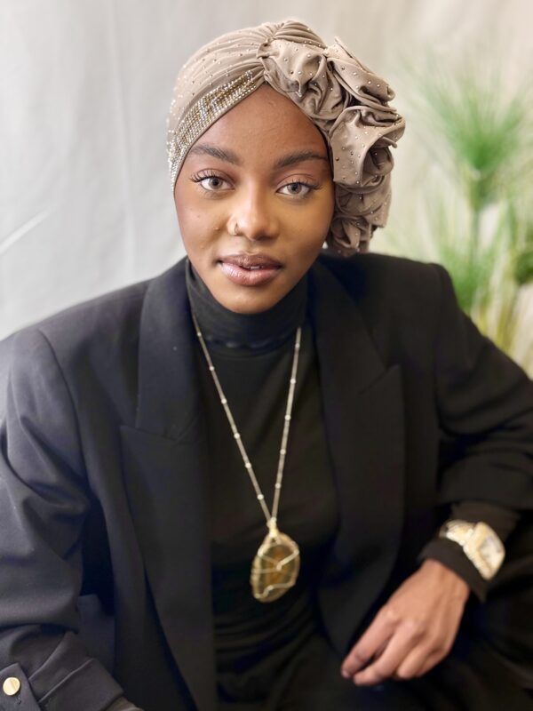 Turban Binta beige full strass – Image 2