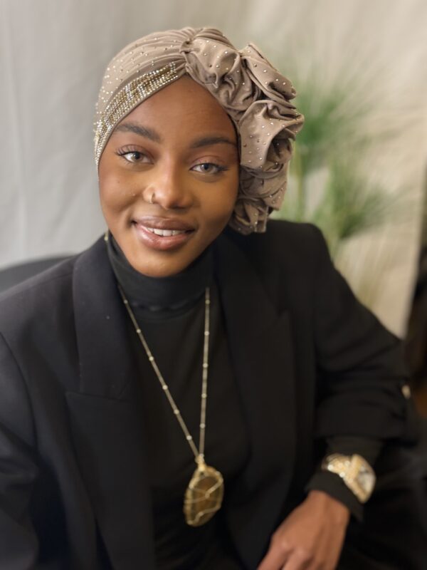 Turban Binta beige full strass