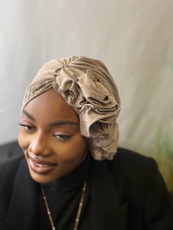Turban Binta beige full strass – Image 3