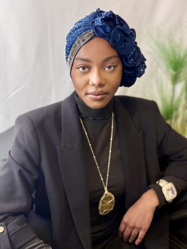 Turban Binta noir full strass