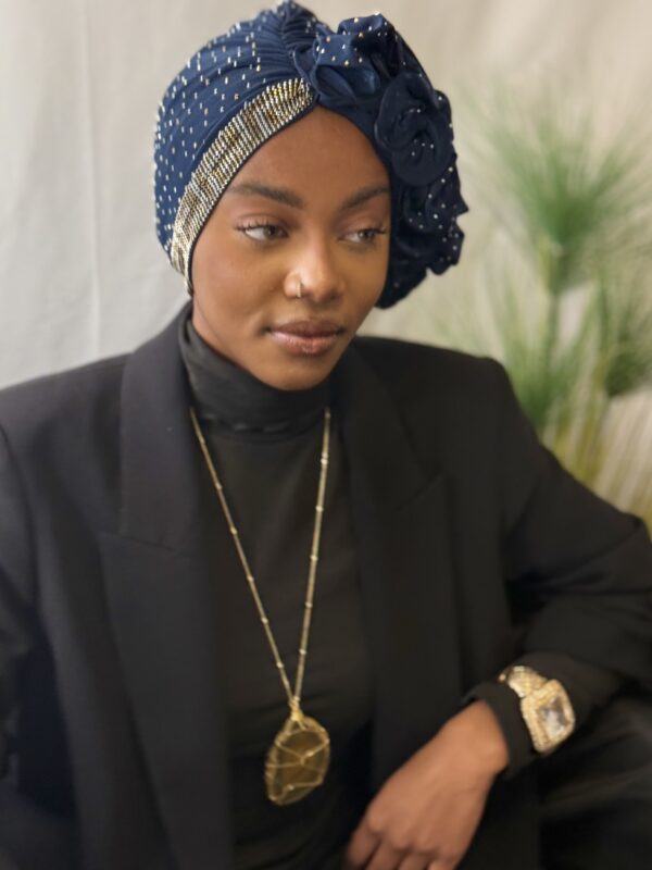 Turban Binta noir full strass – Image 2