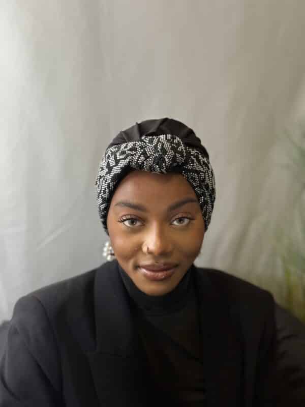 Turban Sonia noir - strass fins