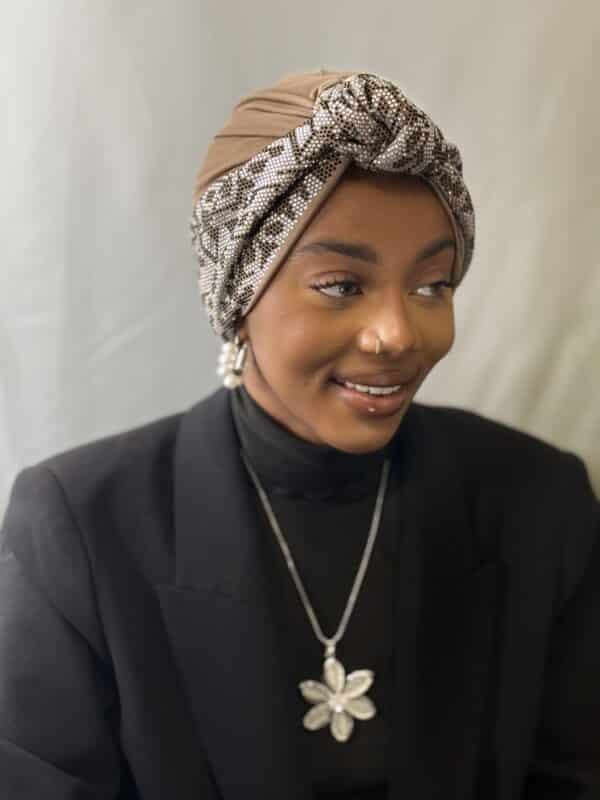 Turban Sonia beige caramel - strass fins – Image 3
