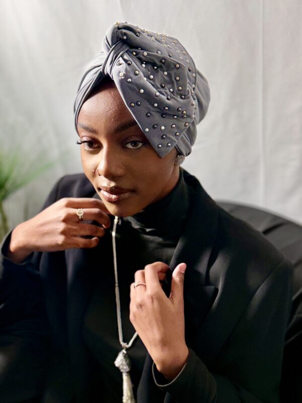 Turban Nénè gris perlé – Image 2