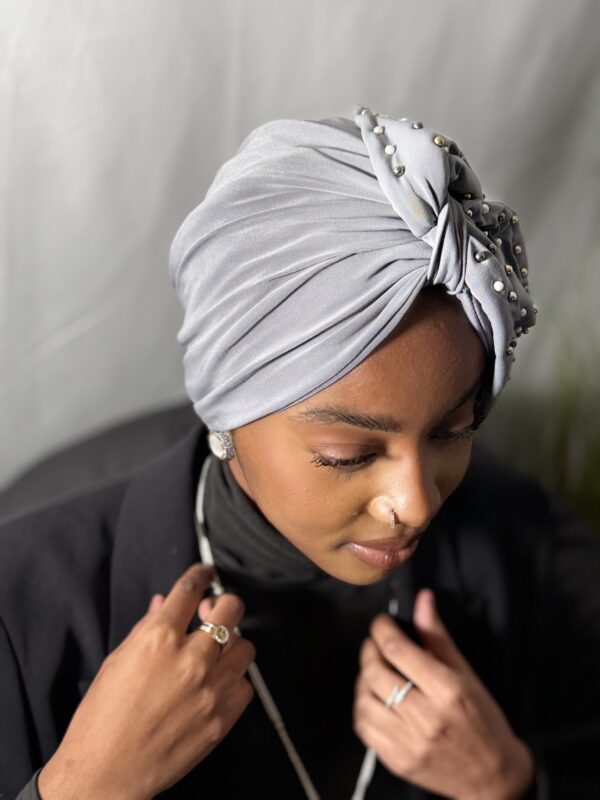 Turban Nénè gris perlé – Image 3