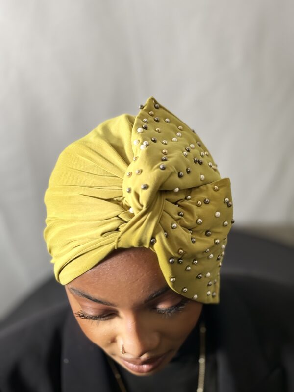 Turban Nénè vert citron – Image 3