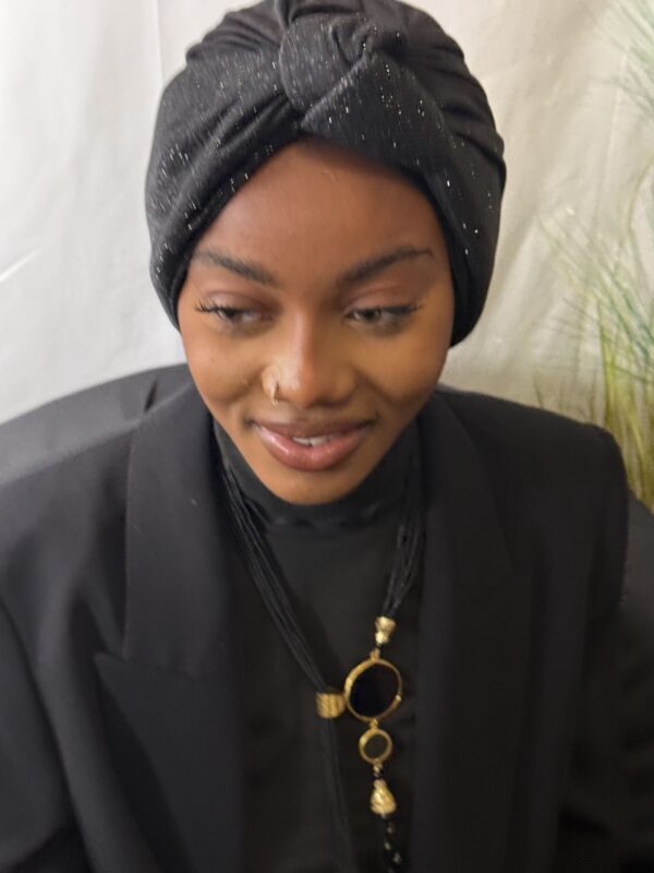 Turban Samira noir brillant – Image 3