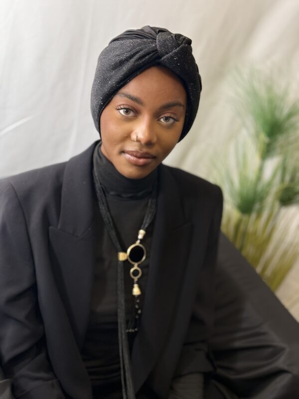 Turban Samira noir brillant