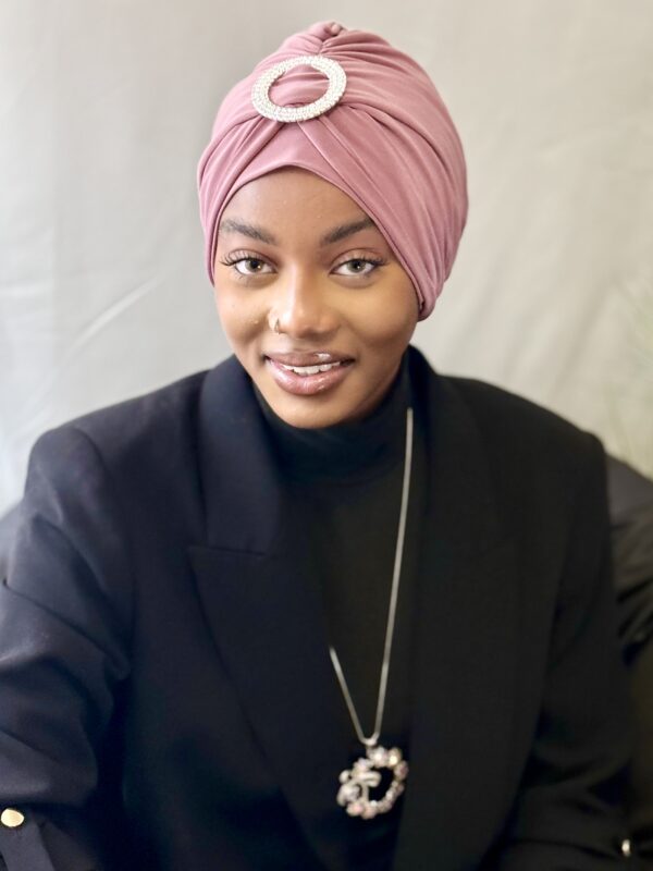 Turban Eve rose boucle argent