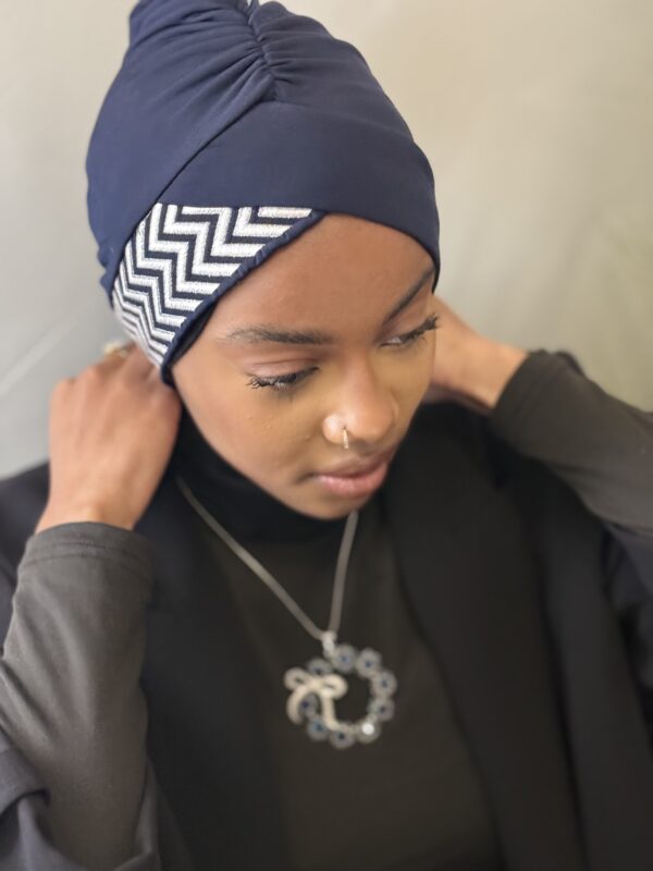 Turban Zakia bleu de nuit – Image 2