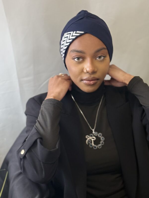 Turban Zakia bleu de nuit