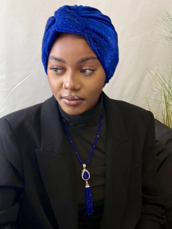 Turban Samira bleu roi – Image 3